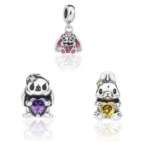 925 Sterling Silver Pendants Wholesale | Exquisite Zircon Rabbit Pendant Accessories For Women