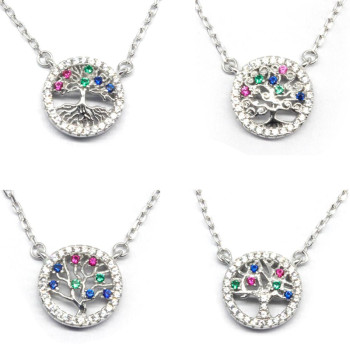 Wholesale Popular 925 Silver Tree of Life Necklace | Zircon Silver Necklace For Women