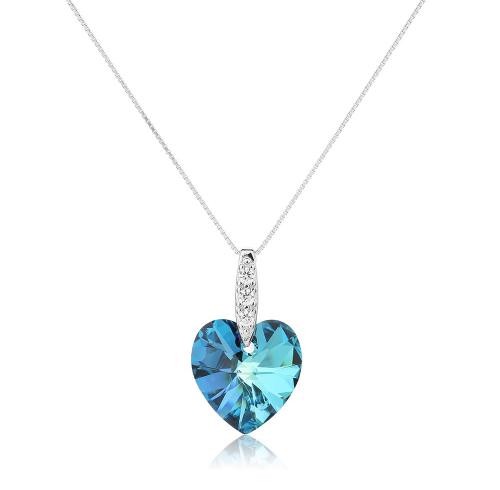 Wholesale 925 Sterling Silver Crystal Rhinestone Necklace | Elegant Heart Pendant Necklace Women