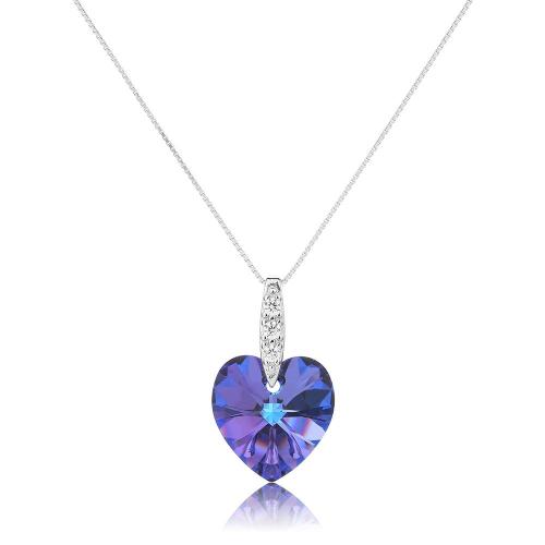 Wholesale 925 Sterling Silver Crystal Rhinestone Necklace | Elegant Heart Pendant Necklace Women