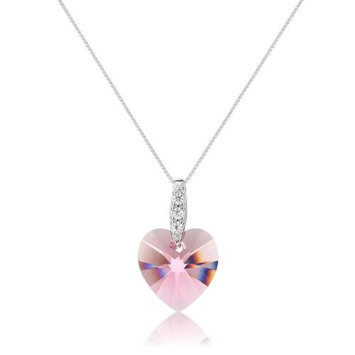 Wholesale 925 Sterling Silver Crystal Rhinestone Necklace | Elegant Heart Pendant Necklace Women