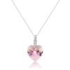 Wholesale 925 Sterling Silver Crystal Rhinestone Necklace | Elegant Heart Pendant Necklace Women