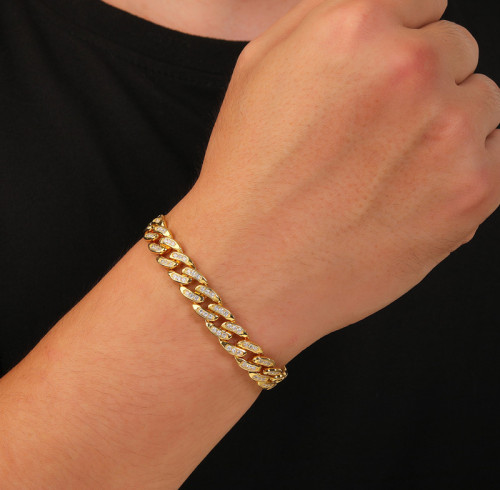 Bracciale a maglie cubane personalizzato in oro | Bracciale a maglie cubane in oro 18k per uomo