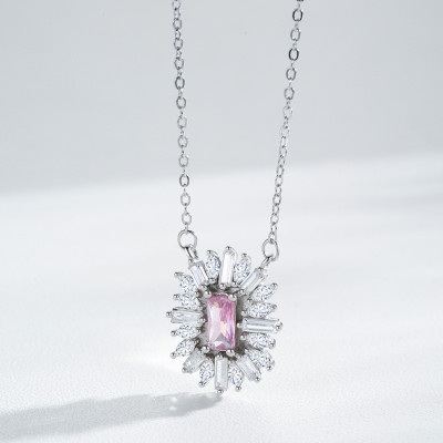 Custom Pink Cubic Zirconia Jewelry Set | Fashion Jewelry Necklace and Earrings Set