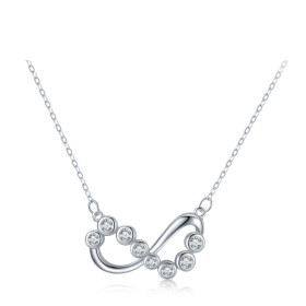 Custom Silver Infinity Necklace | Exquisite Zircon Infinity Pendant Necklace For Women