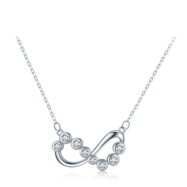 Colar de prata infinito personalizado | Colar com pingente de zircônia infinito requintado para mulheres