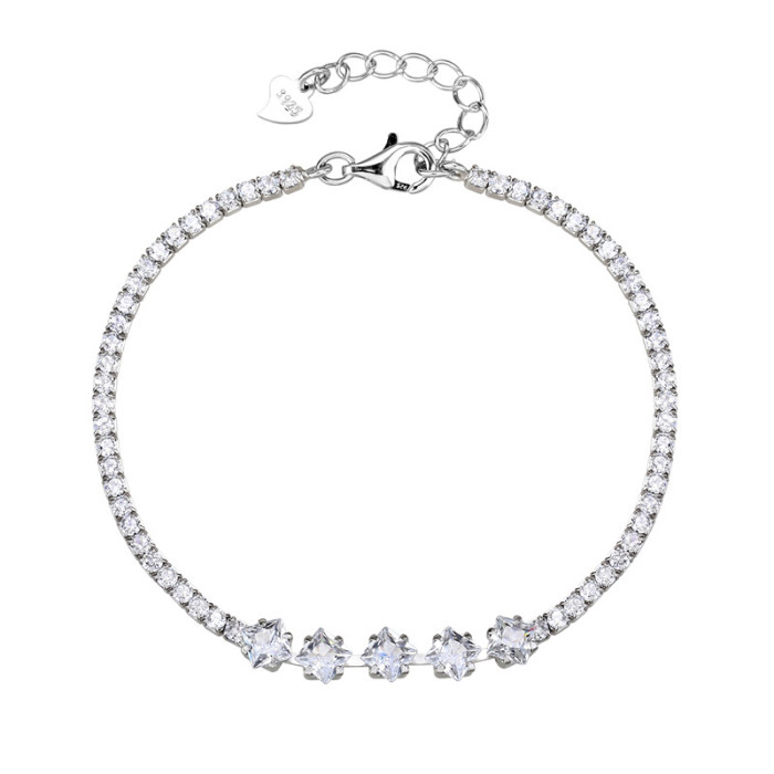 Braccialetto da tennis regolabile in argento all'ingrosso | Fornitore di squisiti braccialetti da tennis con zirconi