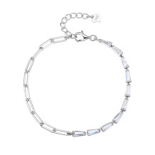 Elegant Silver Zircon Tennis Bracelet | Adjustable 925 Sterling Silver Chain Bracelet for Women
