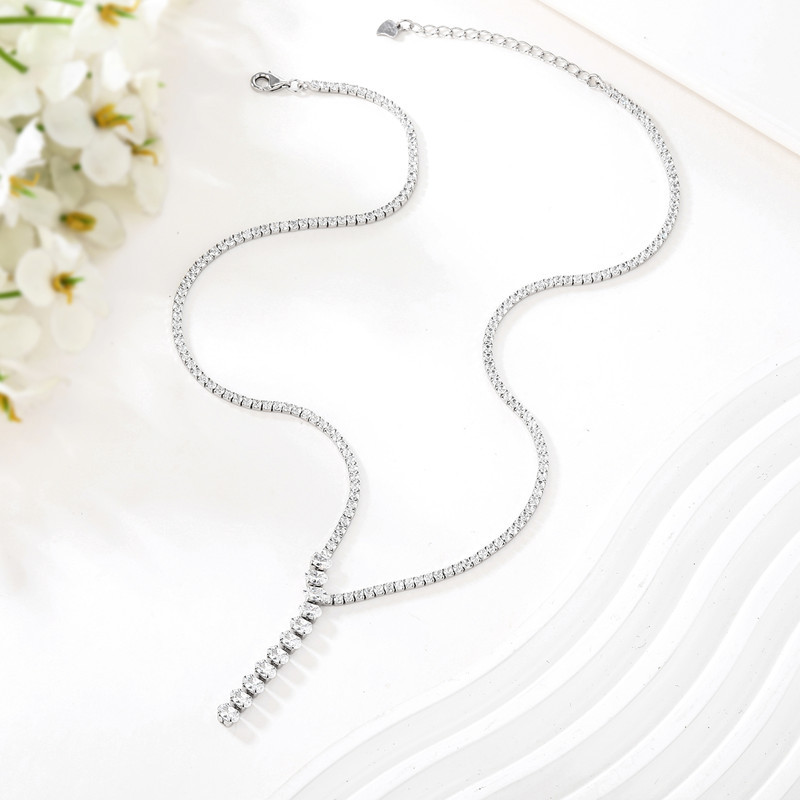 Adjustable Silver Tennis Necklace