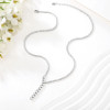 Adjustable Silver Tennis Necklace | Sparkling Zircon Drop Necklace for Party