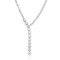 Adjustable Silver Tennis Necklace | Sparkling Zircon Drop Necklace for Party