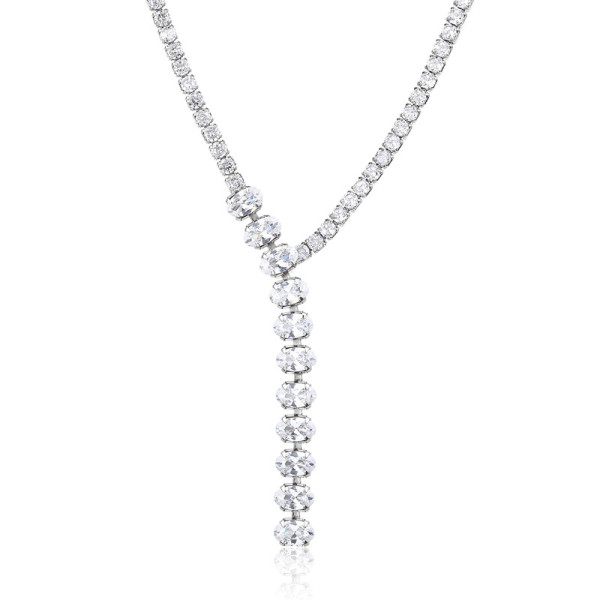 Collana da tennis regolabile in argento | Collana con goccia di zirconi scintillanti per feste