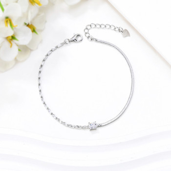 Elegant Silver Zircon Tennis Bracelet | 925 Sterling Silver Adjustable Chain for Women