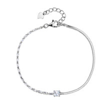 Elegant Silver Zircon Tennis Bracelet | 925 Sterling Silver Adjustable Chain for Women