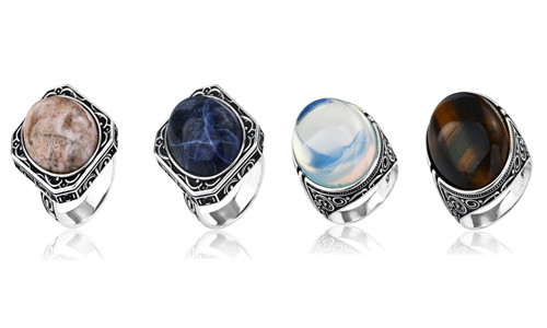 AphroSilver New Product Launch | Wholesale and Customizable Men's Natural Stone 925 Silver Rings