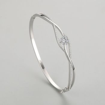 Wholesale 925 Sterling Silver Zircon Bangle | Elegant Women's Jewelry Supplier