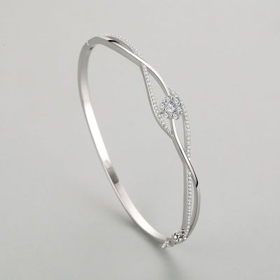 Wholesale 925 Sterling Silver Zircon Bangle | Elegant Women's Jewelry Supplier