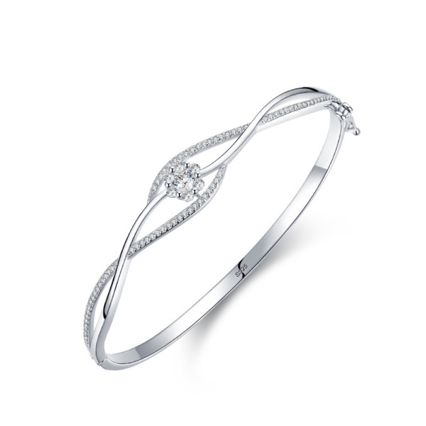 Wholesale 925 Sterling Silver Zircon Bangle | Elegant Women's Jewelry Supplier