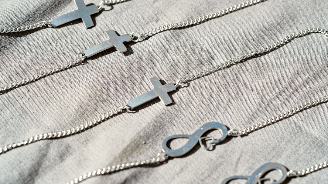 Close-up of polished nickel-free sterling silver necklaces