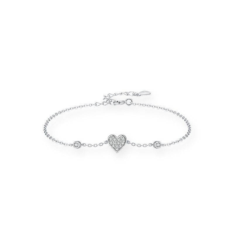 Heart-Shaped 925 Sterling Silver Bracelet