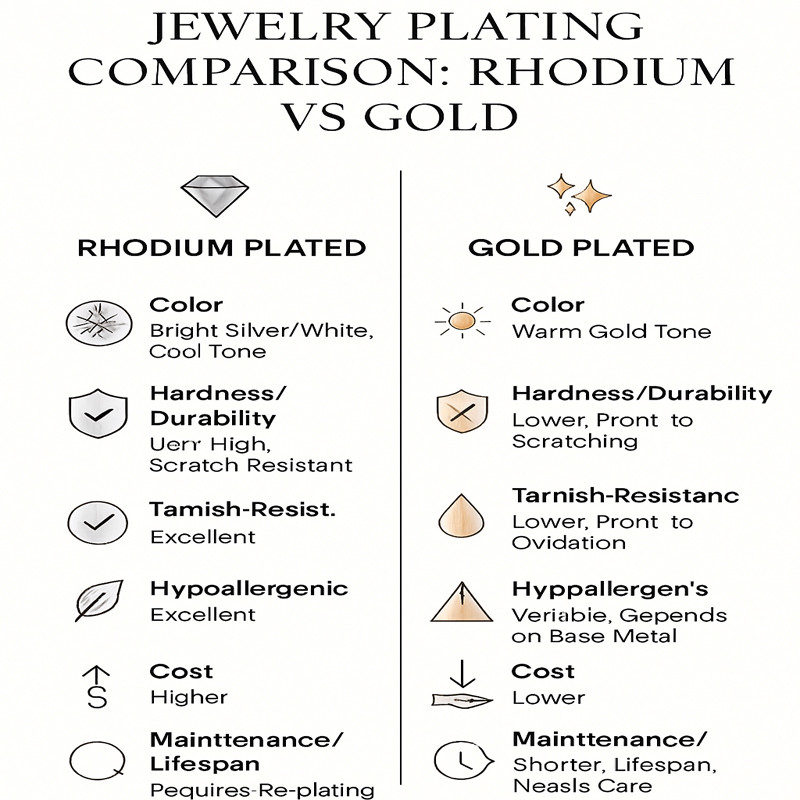 Gioielli placcati in rodio vs. gioielli placcati in oro: una guida completa per gli acquirenti B2B