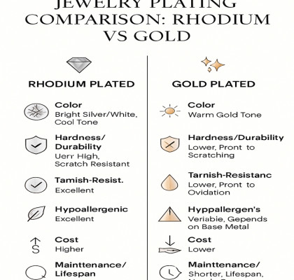 Rhodium-Plated Jewelry vs. Gold-Plated Jewelry: A Comprehensive Guide for B2B Buyers