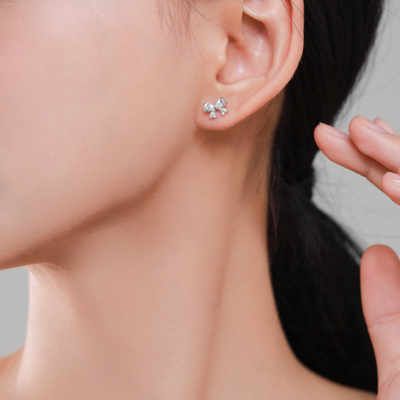 925 Sterling Silver Bow Stud Earrings