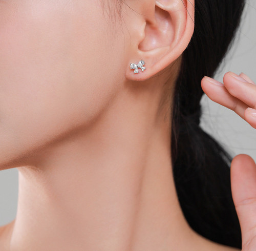 Wholesale 925 Sterling Silver Bow Stud Earrings | Cute Minimalist Jewelry for Women