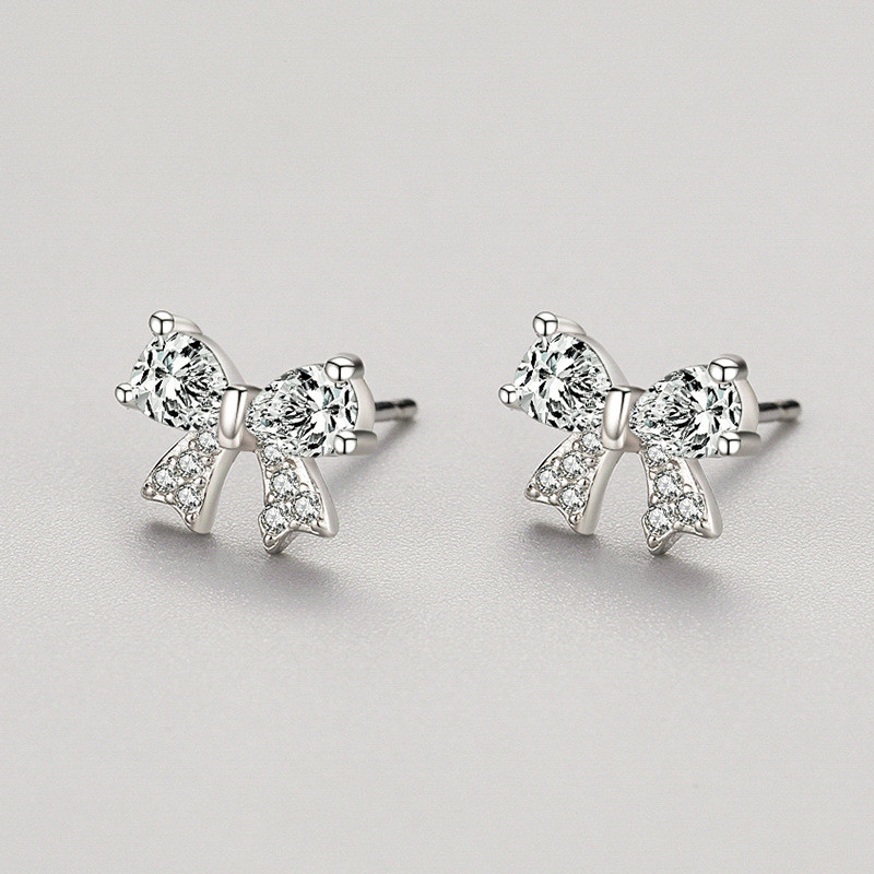 925 Sterling Silver Bow Stud Earrings