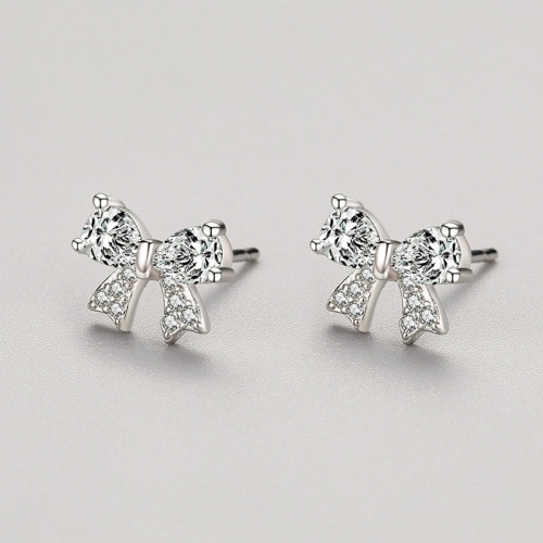 Wholesale 925 Sterling Silver Bow Stud Earrings | Cute Minimalist Jewelry for Women