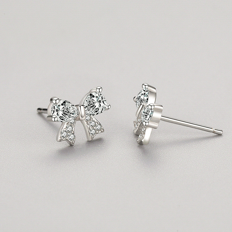 925 Sterling Silver Bow Stud Earrings