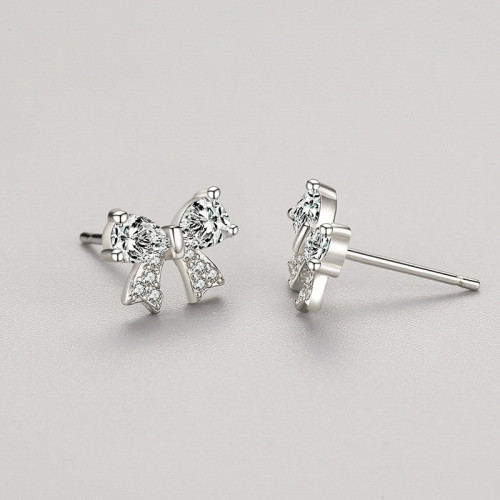 Wholesale 925 Sterling Silver Bow Stud Earrings | Cute Minimalist Jewelry for Women