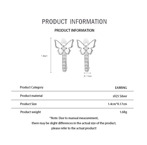 Wholesale 925 Sterling Silver Butterfly Charm Hoop Earrings | Dainty Jewelry for Women