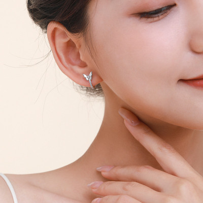 Wholesale 925 Sterling Silver Butterfly Charm Hoop Earrings | Dainty Jewelry for Women