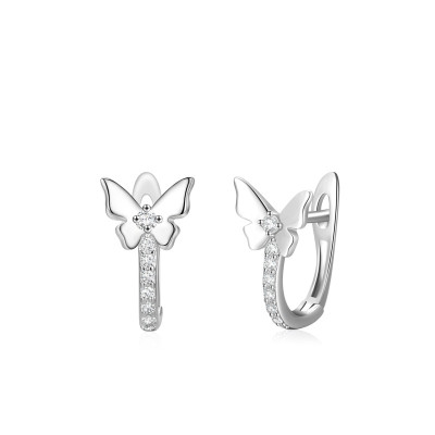 Wholesale 925 Sterling Silver Butterfly Charm Hoop Earrings | Dainty Jewelry for Women