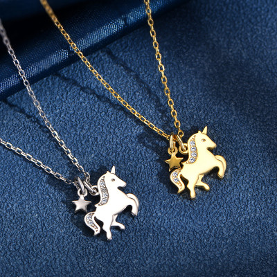 925 Sterling Silver Pony Pendant Necklace | Wholesale High-Quality Jewelry Silver Necklace