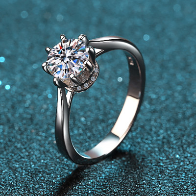 Wholesale 925 Sterling Silver 1ct Moissanite Six-Prong Solitaire Ring | 925 Sterling Silver Jewelry Manufacturer