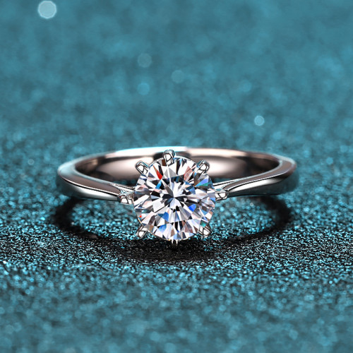 Wholesale 925 Sterling Silver 1ct Moissanite Six-Prong Solitaire Ring | 925 Sterling Silver Jewelry Manufacturer
