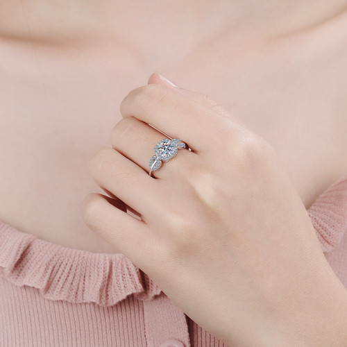Wholesale GRA certified 1ct moissanite ring | High-Grade S925 Silver Jewelry Factory