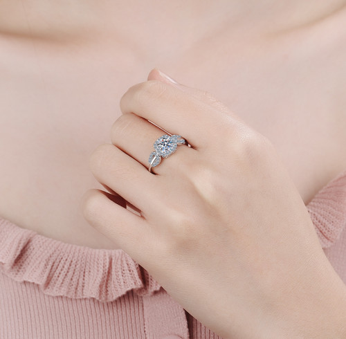Wholesale GRA certified 1ct moissanite ring | High-Grade S925 Silver Jewelry Factory