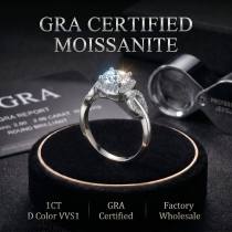 Wholesale GRA certified 1ct moissanite ring | High-Grade S925 Silver Jewelry Factory