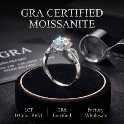 Wholesale GRA certified 1ct moissanite ring | High-Grade S925 Silver Jewelry Factory