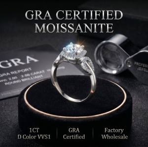 Wholesale GRA certified 1ct moissanite ring | High-Grade S925 Silver Jewelry Factory