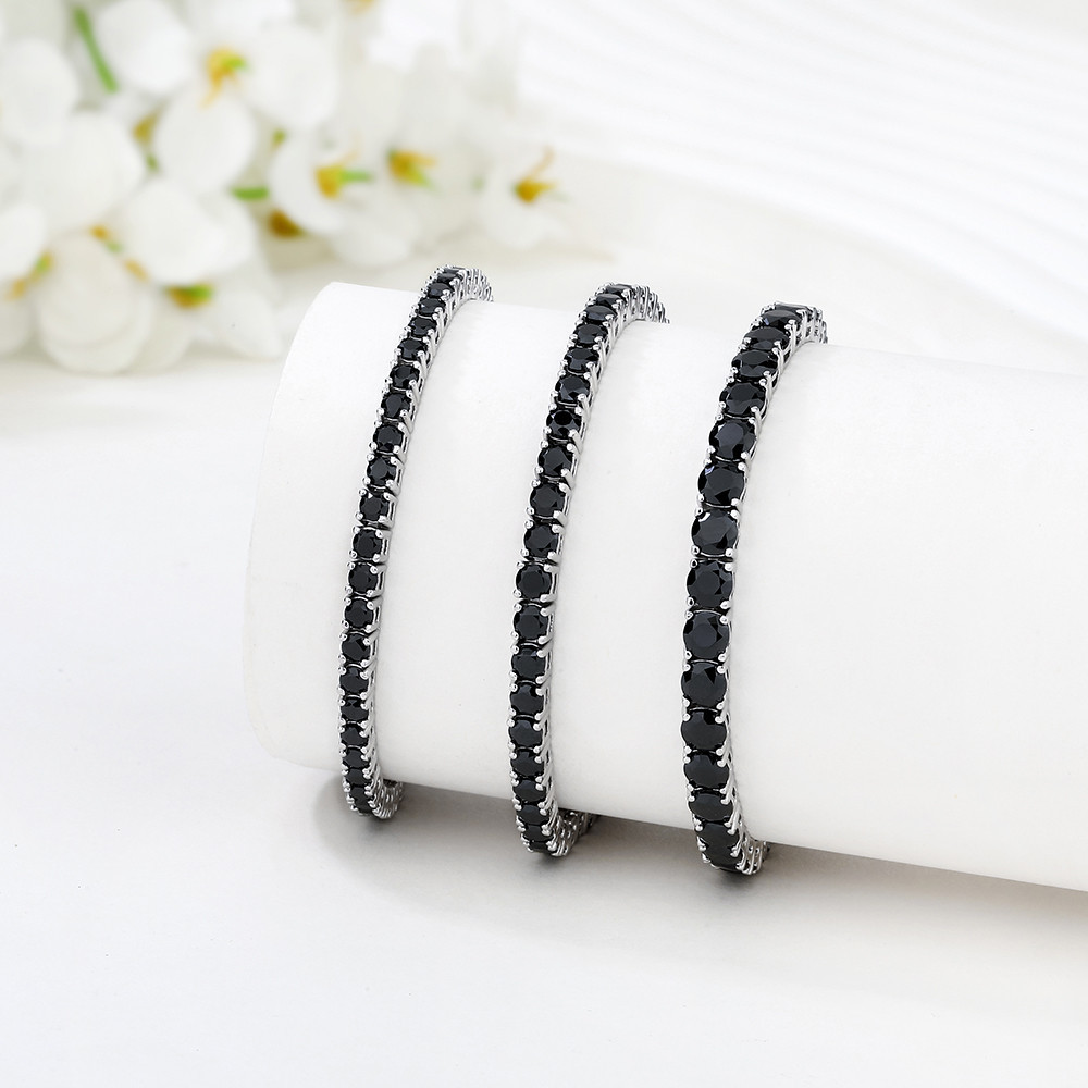 Women's sterling silver black zircon tennis bracelet