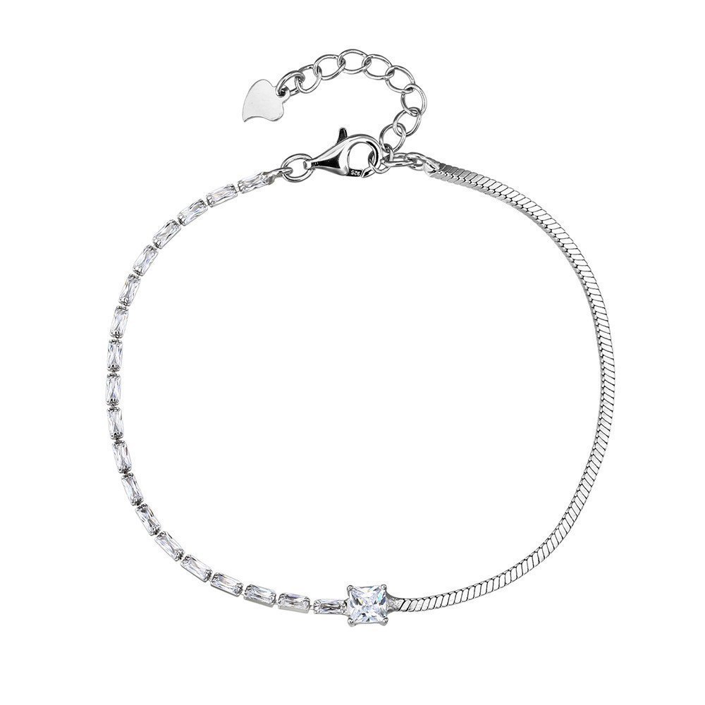 Elegant 925 sterling silver zircon Tennis Bracelet with adjustable chain