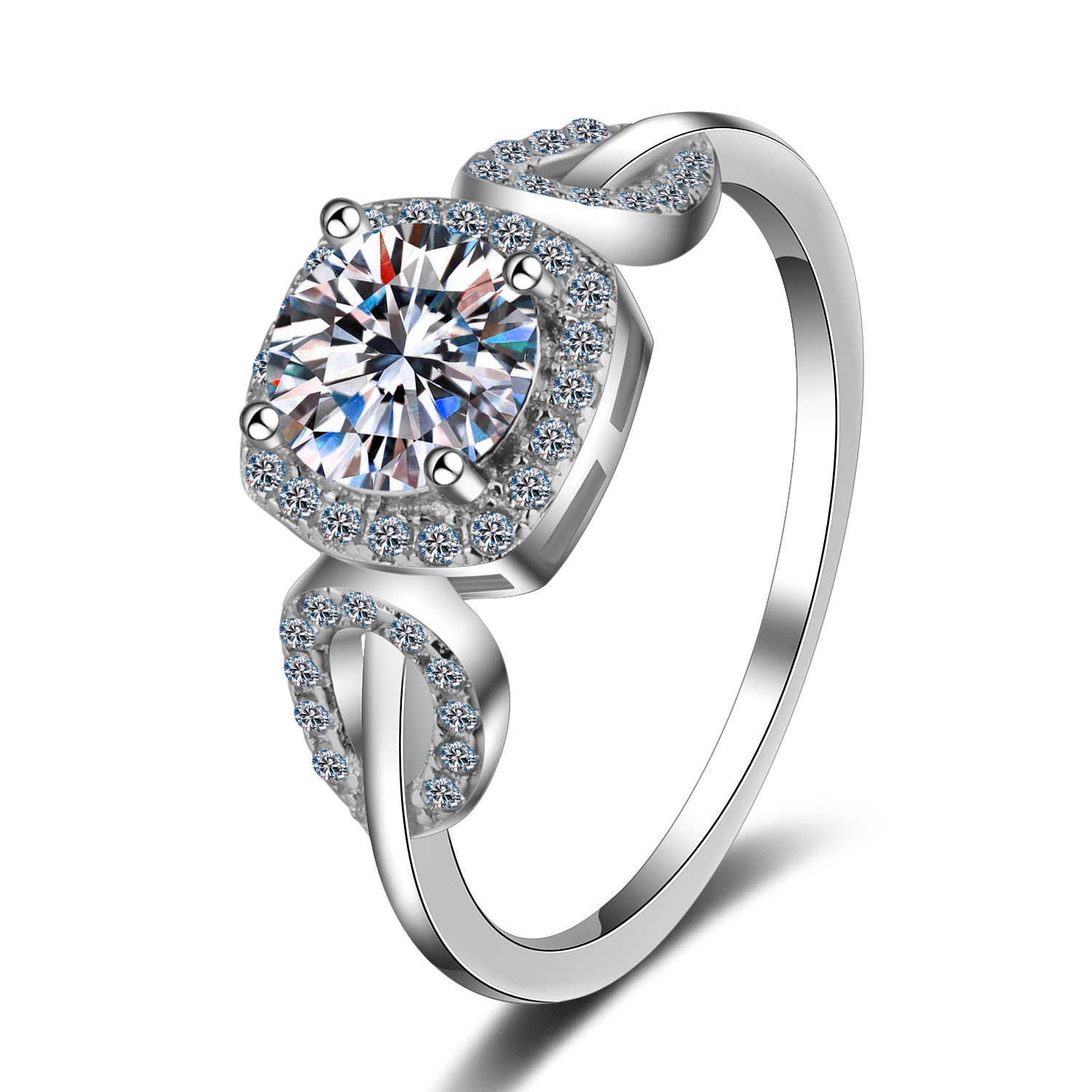Wholesale GRA certified 1ct moissanite ring in S925 silver
