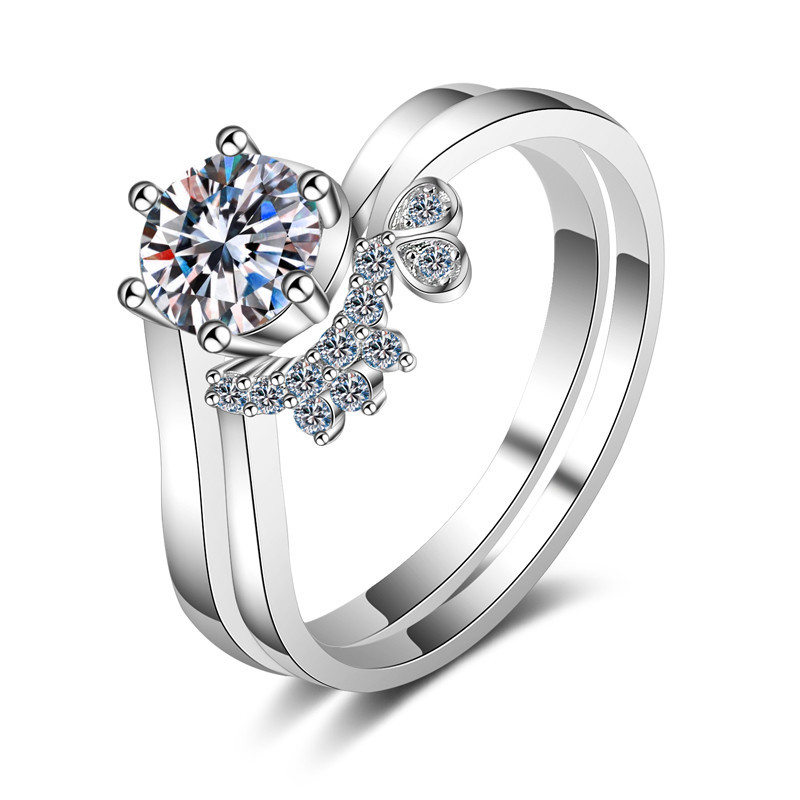 Wholesale 925 silver 0.8ct solitaire moissanite ring