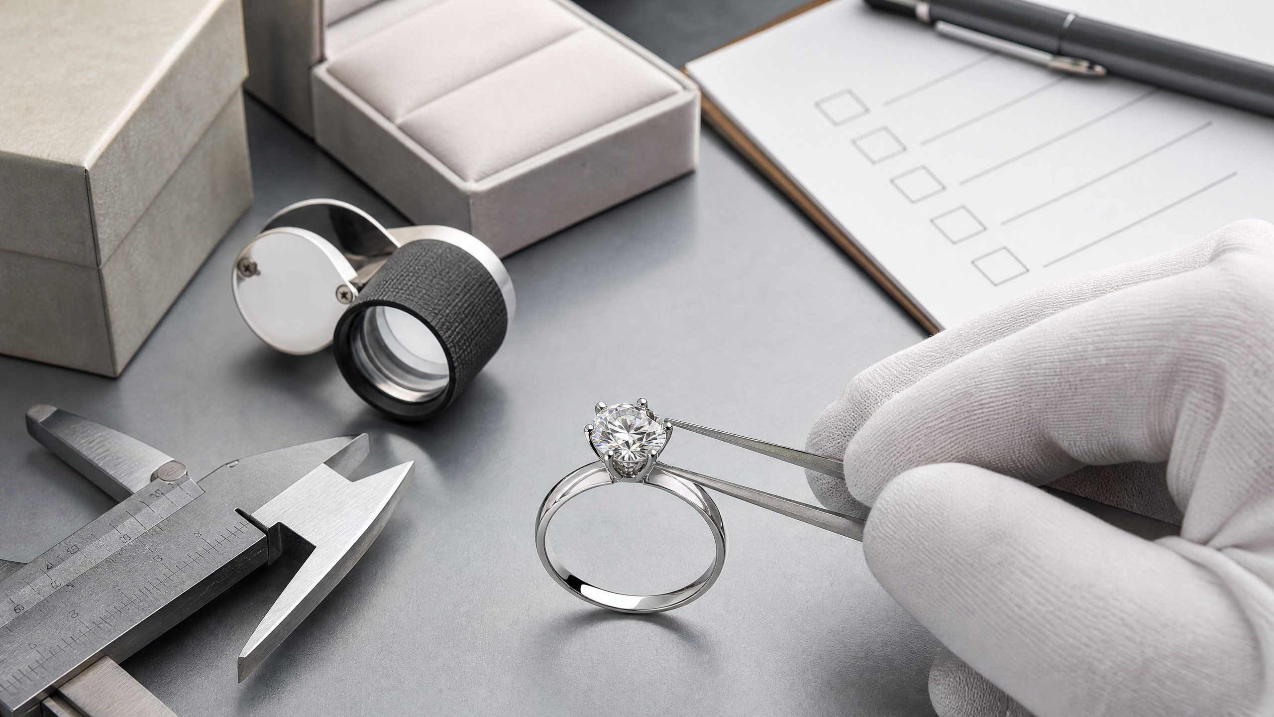Moissanite ring sample inspection for OEM and ODM jewelry manufacturing