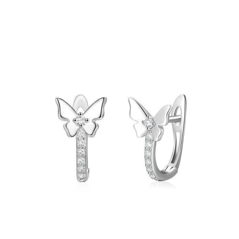Wholesale 925 Sterling Silver Butterfly Charm Hoop Earrings | Dainty Jewelry for Women