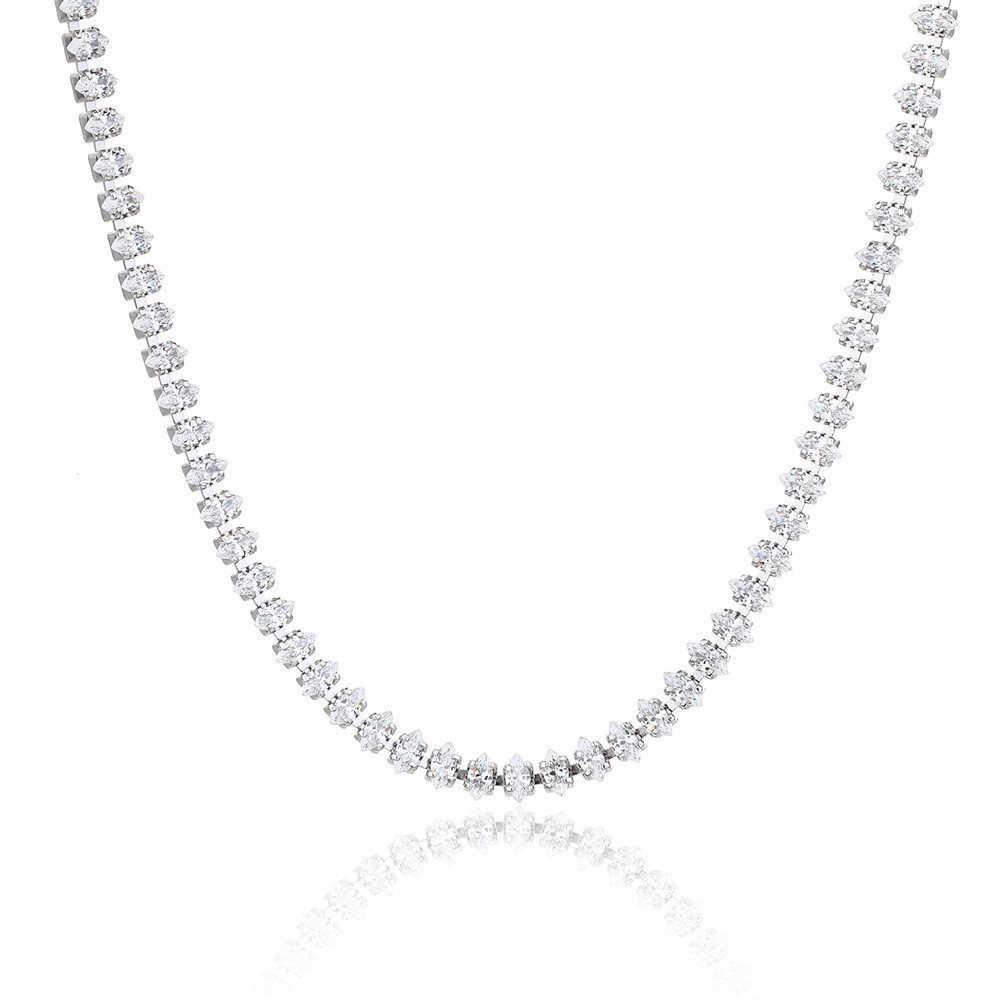 Classic Silver Zircon Tennis Necklace Wholesale | High-Quality Women's Fashion Jewelry